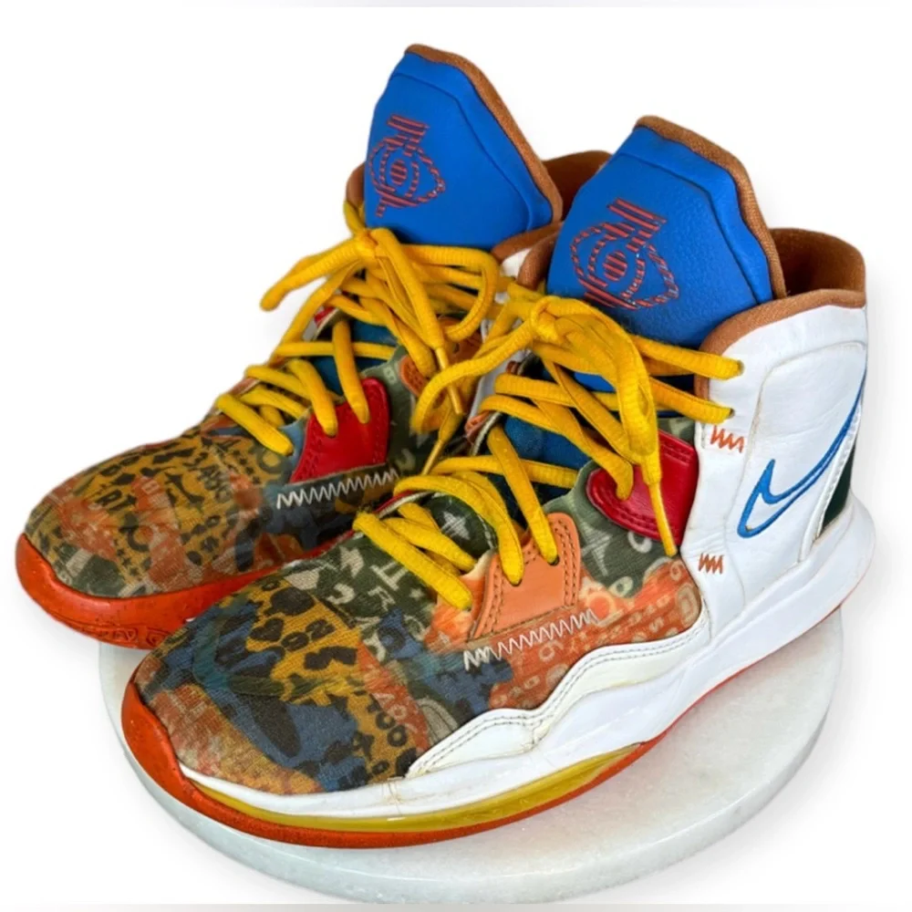 NIKE Kyrie Infinity Basketball‎ Shoe Sneakers White Orange Blue Boys Men's 5.5